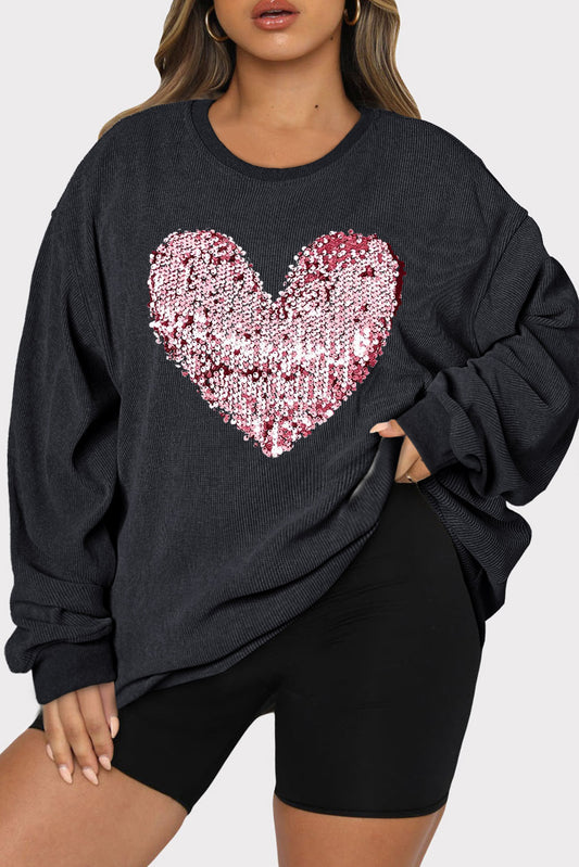 Liz Sequin Heart Sweatshirt