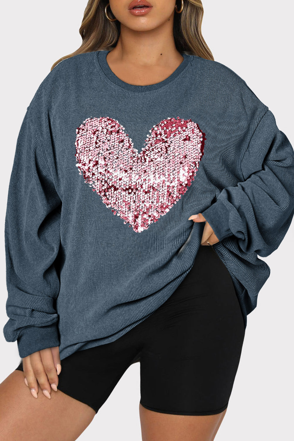 Liz Sequin Heart Sweatshirt